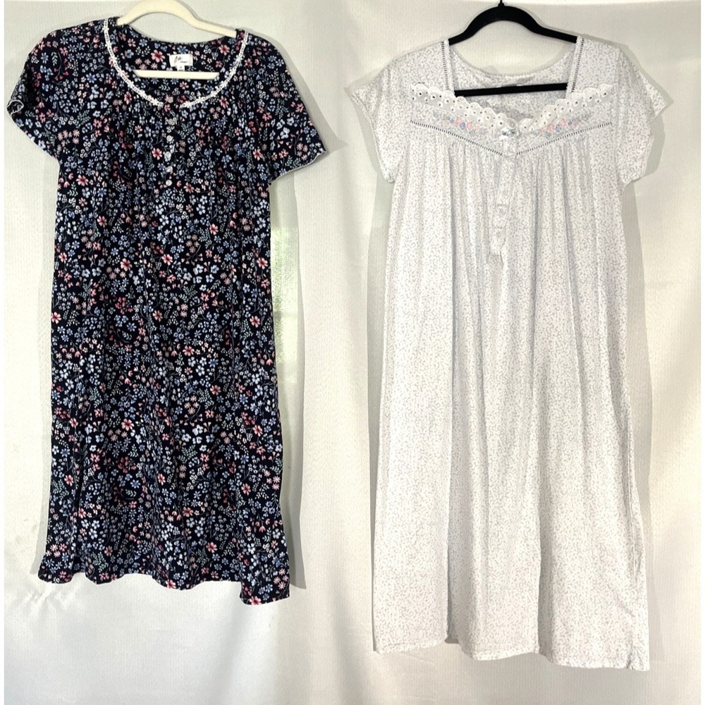 Lot of 2 Aria Short Sleeve Nightgowns Floral Size M